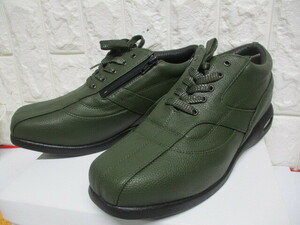 P115/ unused 26.5EEEE wide width LEONA VALENTINO khaki walking shoes made in Japan 