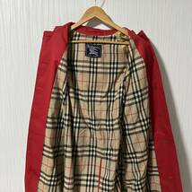 C348 Burberrys バーバリーズ ステンカラーコート ノバチェック レディース 赤 コート バーバリー Burberry イングランド製 ENGLAND_画像3