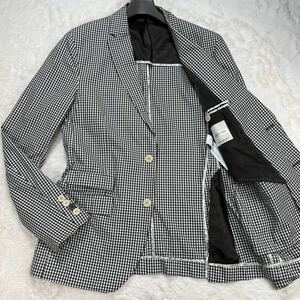 美品★希少Lザラマン テーラードジャケット ZARA MAN ブレザー アンコン コットン パイピング 花柄 ギンガムチェック 背抜き 春夏 薄手 黒