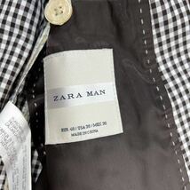 美品★希少Lザラマン テーラードジャケット ZARA MAN ブレザー アンコン コットン パイピング 花柄 ギンガムチェック 背抜き 春夏 薄手 黒_画像9