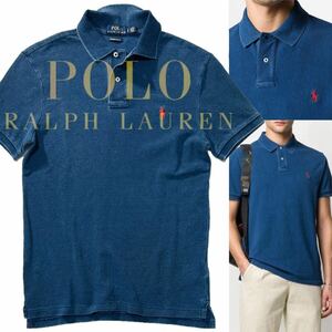 [POLO RALPH LAUREN] маленький .. чувство вдоволь . индиго окраска олень. . Polo *!! Ralph Lauren обычная цена 1.9 десять тысяч индиго окраска олень. . рубашка-поло вышивка рубашка с коротким рукавом 