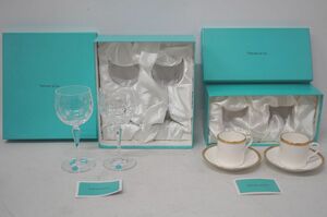 [5-16] TIFFANY&Co. Tiffany brand tableware summarize cup & saucer Gold Band Gold band wine glass crystal pair box have 