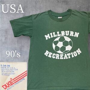 ◆希少 90's USA製Vintage Soccer ロゴTee 半袖Tシャツ （DUKE ATHLETIC PRODUCTS）サイズS