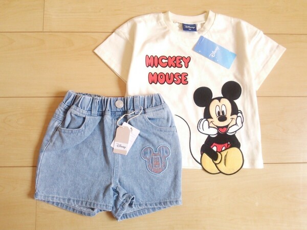 新品ミッキー*子供服Ｔシャツ*未使用Disney*送料無料デニム*半袖mickeyディズニー