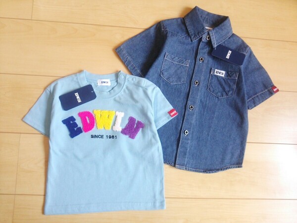 子供服EDWIN*半袖Ｔシャツ*送料無料キッズ*春夏エドウィン*未使用デニムシャツ