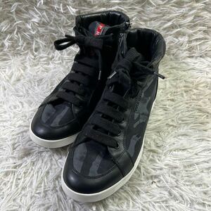 PRADA SPORTS 4T2842 プラダ スポーツ ハイカット スニーカー シューズ レザー 迷彩 カモフラージュ サイドジップ メンズ 正規品