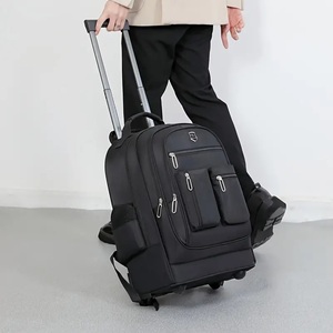 キャリーケース付きバックパック ブラック【大容量、多機能、多層式トロリーバッグ】