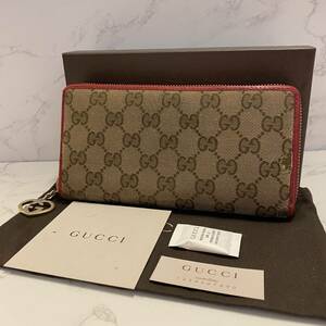 グッチ GUCCI 財布 長財布 GGキャンバス ハート金具 ラウンドファスナー レディース