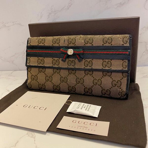 グッチ GUCCI 財布 長財布 GGキャンバス シェリーライン レディース