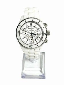 beautiful goods * operation goods * Chanel CHANEL genuine products J12 ceramic chronograph H1007 white ceramic self-winding watch AUTOMATIC unisex man woman 
