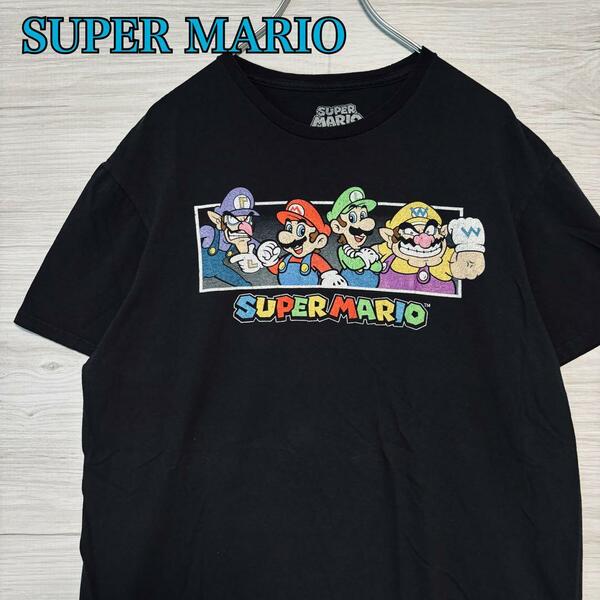 【入手困難】SUPER MARIO マリオ Tシャツ Lサイズ　ゆったり　キャラクター　一点物　レア　半袖　アニメ　ゲーム　映画　海外　輸入