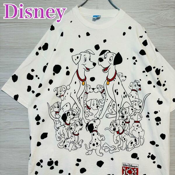 【両面デザイン】Disney ディズニー　101匹わんちゃん　Tシャツ　ヴィンテージ　80s 90s ダルメシアン　半袖　海外　一点物　キャラクター