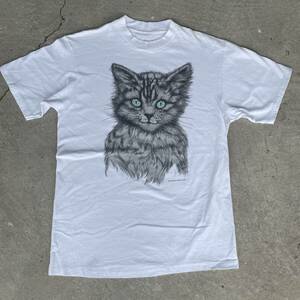 ビンテージ 90s　unknown　プリント　Tシャツ　猫　アニマル　動物　240510