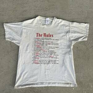 ビンテージ　90s　フルーツオブザルーム　The Rules　男性　女性　Tシャツ　240520