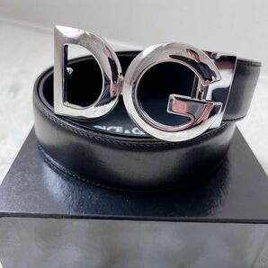 【美品】DOLCE&GABBANA/DGロゴベルト/ブラック/メンズ/ レザー