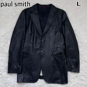 ポールスミス 牛革レザー テーラードジャケットLブラック メンズスーツ 本革