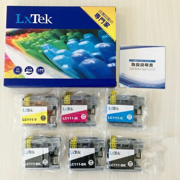 LxTek LC111-4PK 互換インクカートリッジ ブラザー（ Brother ）用 / LC111 インク 4色セット+黒2本(合計6本) 大容量/残量表示/個包装