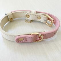 AKAGIICHI 犬の首輪 小型用 本革製 犬用ベーシック首輪 調節可能 可愛い ペットの首輪（サイズS/ピンク）_画像2