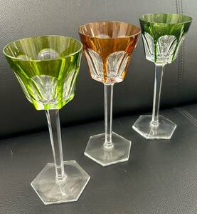 #11076 Baccarat/バカラ/アルクール/ライン/ワイン/グラス/3点セット/現状品