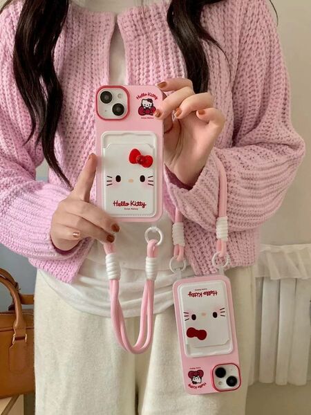 iPhone13ケース　スマホケース　　カード入れ　ピンク　キティちゃん ハローキティ サンリオ