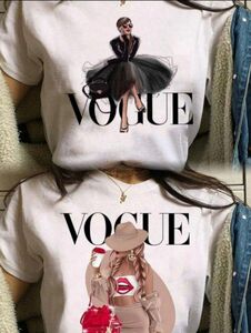 お得二枚セット!新品Vogue レディース デザインTシャツ 韓国