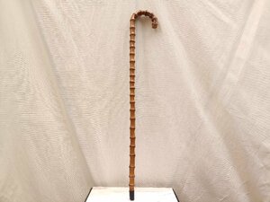  handicraft * period mono * cold bamboo large bending stick cane 28.