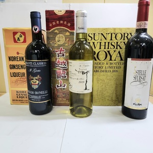 Y-05053K【100円スタート】お酒 おまとめ 6本セット ウィスキー ワイン 紹興酒 高麗人参酒 サントリー ロイヤル 未開栓 日本 