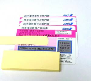 Y-41999N ANA 株主優待券 2024年6月1日から2025年5月31日まで 4枚 おまとめ 現状品 全日空 株主割引券 