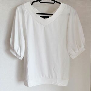 Tシャツ トップス カットソー 半袖 五部袖 ホワイト Mサイズ