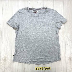 TOMMY JEANS トミージーンズ メンズ ロゴ刺繍 半袖Tシャツ 小さいサイズ XS 杢グレー