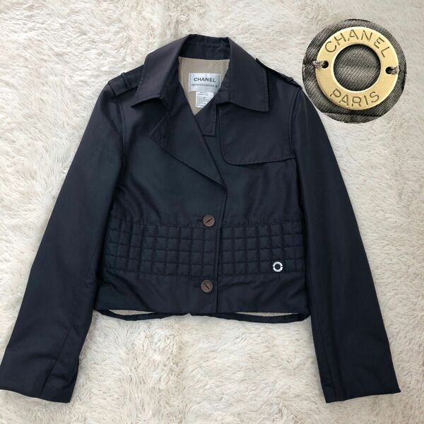 希少 CHANEL シャネル Cropped quilted トレンチ ショートトレンチコート 春 秋 アウター ジャケット