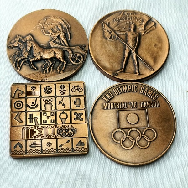オリンピックコイン4枚 銅製 カナダ ロサンゼルス メキシコ大会 コレクター放出