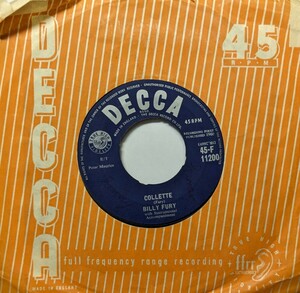  ☆BILLY FURY/COLLETTE1960'UK DECCA 7INCH