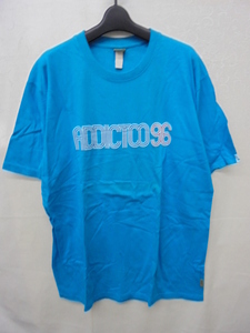 【KCM】ful-51-XL★古着・中古★メンズ　半袖Tシャツ 『ADDICT』　ブルー　サイズ：XL