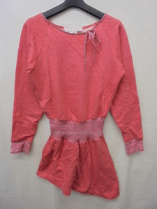 [KCM]ful-146-36* long-term keeping goods * lady's waist rib long sleeve tunic reverse side nappy [ZOE&JAMES] red group size :36