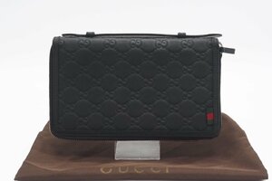 ☆安心の３大保証☆ ABランク ≪GUCCI グッチ/ラウンドファスナー長財布≫ 269883 グッチシマ ラバー トラベルケース ブラック 美品 送料込