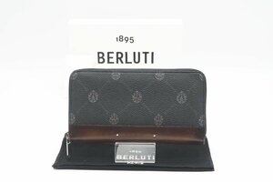 ☆安心の３大保証☆ Bランク ≪BERLUTI ベルルッティ/ラウンドファスナー長財布≫ N207364 イタウバ キャンバス レザー ロゴ 黒 茶 送料込