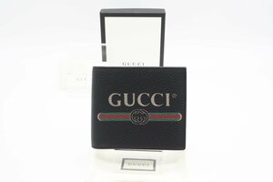 ☆安心の３大保証☆ Aランク ≪GUCCI グッチ/二つ折り財布≫ 496316 ヴィンテージロゴ ブラック レッド グリーン ホワイト 極美品 送料無料