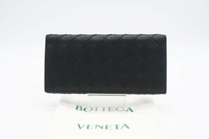 ☆安心の３大保証☆ Bランク ≪BOTTEGA VENETA ボッテガ ヴェネタ/二つ折り札入れ≫ 635567 マキシイントレチャート ブラック ブルー 黒 青