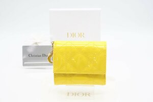 ☆安心の３大保証☆ Aランク ≪Christian Dior クリスチャン ディオール/三つ折り財布≫ S0181OVRB カナージュ LADY DIOR ロータス 黄 極美