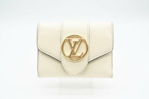 ☆安心の３大保証☆ ABランク ≪LOUIS VUITTON ルイ ヴィトン/三つ折り財布≫ M69176 LV ポンヌフ コンパクト クレーム ホワイト ブルー 美