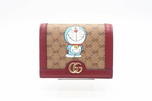 ☆安心の３大保証☆ Aランク ≪GUCCI グッチ/二つ折り財布≫ 647788 ミニGGスプリーム ドラえもん×グッチ カードケース コイン&紙幣入れ付