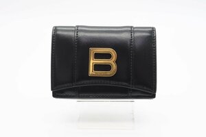 ☆安心の３大保証☆ ABランク ≪BALENCIAGA バレンシアガ/三つ折り財布≫ 6002121QJ4M1000 シャイニーボックスカーフスキン Hourglass ミニ