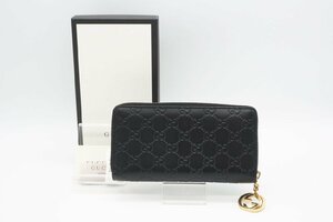 ☆安心の３大保証☆ Bランク ≪GUCCI グッチ/ラウンドファスナー長財布≫ 409342 グッチシマ ジップアラウンド ウォレット ブラック 送料込