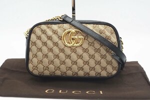 ☆安心の３大保証☆ ABランク ≪GUCCI グッチ/ショルダーバッグ≫ 447632 GGキャンバス スモール ショルダーバッグ ブラック ベージュ 美品