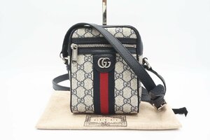 ☆安心の３大保証☆ ABランク ≪GUCCI グッチ/ショルダーバッグ≫ 598127 オフィディア GGショルダーバッグ GGスプリーム ネイビー グレー