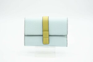 ☆安心の３大保証☆ Aランク ≪LOEWE ロエベ/三つ折り財布≫ C660S86X01 ソフトグレインカーフ バーティカル ウォレット スモール ブルー