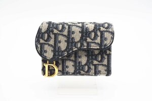 ☆安心の３大保証☆ ABランク ≪Christian Dior クリスチャン ディオール/三つ折り財布≫ S5653 CTZQ M928 ジャガード サドル コンパクト