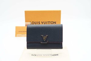 ☆安心の３大保証☆ ABランク ≪LOUIS VUITTON ルイ ヴィトン/三つ折り財布≫ M63741 ポルトフォイユ カプシーヌ コンパクト ネイビー 美品