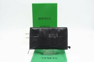 ☆安心の３大保証☆ Aランク ≪BOTTEGA VENETA ボッテガ ヴェネタ/ラウンドファスナー長財布≫ 651368 カセット ジップアラウンド ブラック